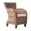 Set of Two Wide Edge Wicker Chairs with Seat Cushion