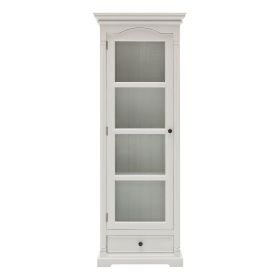 Traditional White and Glass Door Storage Cabinet