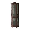 Mahogany Scallop Top Lighted Corner Curio Cabinet