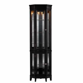 Elegant Black Lighted Curio Cabinet