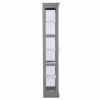 Gray Cornice Molding Curio with Glass Door