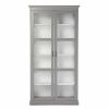 Gray Cornice Molding Double Door Curio Cabinet