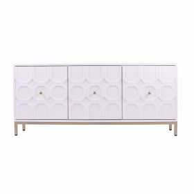 White and Gold Moroccan Dynasty Three Door Accent Cabinet