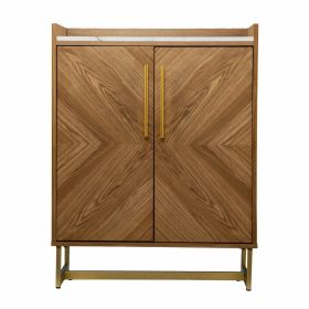 Retro Gold Natural and Faux Marble Wine Cabinet