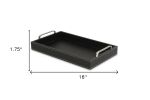 Black Faux Leather Tray with Metal Handles