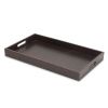 19" Brown Faux Leather Crocodile Finish Serving Tray With Handles