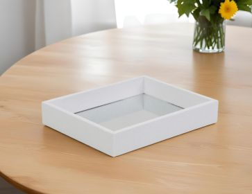 White Shagreen Mirrored Tray