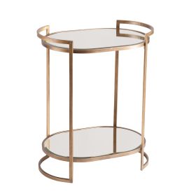 Gold and Silver Metal And Mirrored Glass Bar Cart