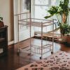 Champagne Metal And Mirrored Glass Bar Cart With Wine Storage