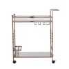 Champagne Metal And Mirrored Glass Bar Cart With Wine Storage