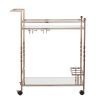 Champagne Metal And Mirrored Glass Bar Cart With Wine Storage