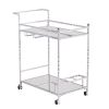 Silver Metal And Mirrored Glass Bar Cart With Wine Storage