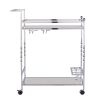 Silver Metal And Mirrored Glass Bar Cart With Wine Storage