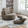 39"W Oversized Swivel Chair with moon storage ottoman for Living Room, Modern Accent Round Loveseat Circle Swivel Barrel Chairs for Bedroom Cuddle Sof