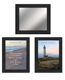 "Character" 3-Piece Vignette By Trendy Decor 4U, Ready to Hang Framed Print, Black Frame