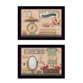 "Country Bath III Collection" 2-Piece Vignette By Pam Britton, Printed Wall Art, Ready To Hang Framed Poster, Black Frame