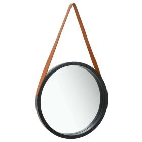 Wall Mirror with Strap 16.7" Black