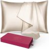 Silk Pillowcase for Hair and Skin 1 Pack, 100% Mulberry Silk & Natural Wood Pulp Fiber Double-Sided Design, Silk Pillow Covers with Hidden Zipper (sta