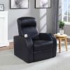 Black Upholstered Recliner with Cup Holder