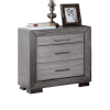 Gray Color Nightstand Bedroom 1pc Nightstand Solid wood Bar Handles 3-Drawers bedside Table Metal Bracket Legs USB Ports