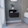 DEPOT E-SHOP Seward Floating Nightstand, Wall Mounted with Single Drawer and 2-Tier Shelf, Black