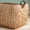 Ludmilla Rectangular Multi Purpose Water Hyacinth Woven Wicker Baskets with Handles - 16" x 12" x 13" - Natural Brown - For Towel, Toys, Magazine and