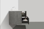 35'' Wall Mounted Single Bathroom Vanity in Ash Gray With White Solid Surface Vanity Top