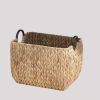 Ludmilla Rectangular Multi Purpose Water Hyacinth Woven Wicker Baskets with Handles - 16" x 12" x 13" - Natural Brown - For Towel, Toys, Magazine and