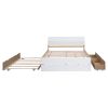 Modern Full Bed Frame With Twin Size Trundle And 2 Drawers For White High Gloss With Light Oak Color