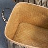 Isidore Square Palm Leaf Woven Wicker Storage Basket with Handles Set of 2 - 14" x 14" x 15" and 16" x 16" x 17" - Black and Brown - For Clothes, Book