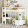 Twin Size Loft Bed with Built-in Desk with Two Drawers, and Storage Shelves and Drawers,White