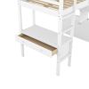 Twin Size Loft Bed with Built-in Desk with Two Drawers, and Storage Shelves and Drawers,White