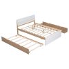 Modern Full Bed Frame With Twin Size Trundle And 2 Drawers For White High Gloss With Light Oak Color