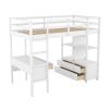 Twin Size Loft Bed with Built-in Desk with Two Drawers, and Storage Shelves and Drawers,White