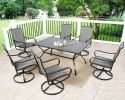 Outdoor Metal Slat Dining Table Patio Rectangle Bistro Table Outdoor Furniture Garden Table with Umbrella Hole