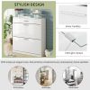 [VIDEO provided] ON-TREND Slim Entryway Organizer with 2 Flip Drawers, Tempered Glass Top Shoe Storage Cabinet with Drawer, Free Standing Shoe Rack wi