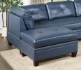 Contemporary Genuine Leather 1pc Corner Wedge Ink Blue Color Tufted Seat Living Room Furniture