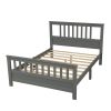 Hard Wood Platform Bed with Headboard Slatted Footboard No Box Spring Needed (Full; Gray) RT