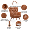 Leather Armchair, Deluxe and Modern Accent Chair Living Room Chair Single Sofa Chair Cozy with High Back and Pocket Coil Seat for Bedroom Home Office,