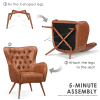 Leather Armchair, Deluxe and Modern Accent Chair Living Room Chair Single Sofa Chair Cozy with High Back and Pocket Coil Seat for Bedroom Home Office,