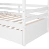 Twin Size House Bed Wood Bed with Twin Size Trundle ( White )