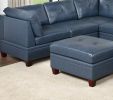 Contemporary Genuine Leather 1pc Corner Wedge Ink Blue Color Tufted Seat Living Room Furniture