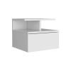 DEPOT E-SHOP Seward Floating Nightstand, Wall Mounted with Single Drawer and 2-Tier Shelf, White