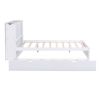 Full Size Storage Platform Bed with Pull Out Shelves and Twin Size Trundle, White