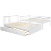 Full over Full Bunk Bed with Twin Size Trundle, Convertible Beds, White