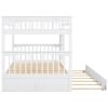 Full over Full Bunk Bed with Twin Size Trundle, Convertible Beds, White