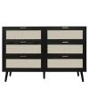 Modern 6 Drawer Dresser Wood Cabinet (Black)