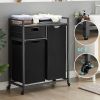 Laundry Basket, Laundry Hamper with Drawer, 2 Laundry Sorter, with 2 Bags, 1 Storage Rack, Rustic Brown, 28.15'' L x 13'' W x 35.8'' H.