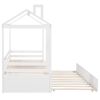 Twin Size House Bed Wood Bed with Twin Size Trundle ( White )