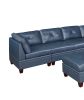 Contemporary Genuine Leather 1pc Corner Wedge Ink Blue Color Tufted Seat Living Room Furniture